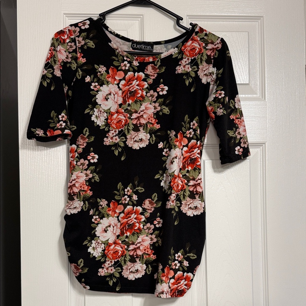 74.  Floral Black Women's Blouse.